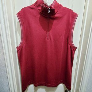 DOCKERS Golf Maroon Quarter Zip Sleeveless Vest Jacket, XL